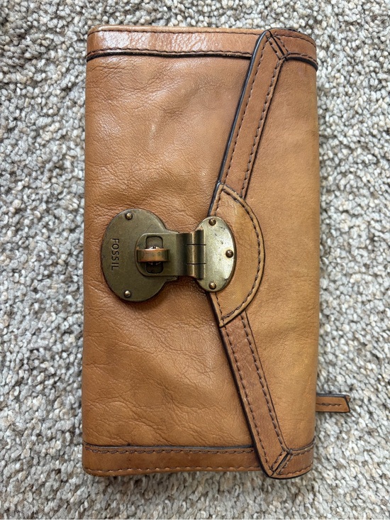 Fossil Handbags - Fossil Brown Leather Men's Wallet with Brass-Tone Lock